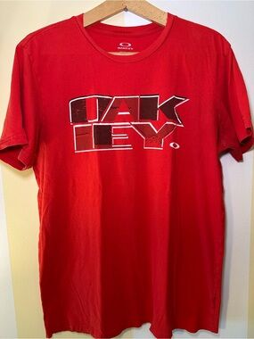 Oakley Big Logo Red Short Sleeve Graphic Logo Tee Mens size Large